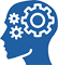 Profile of a head with overlapping speech bubbles